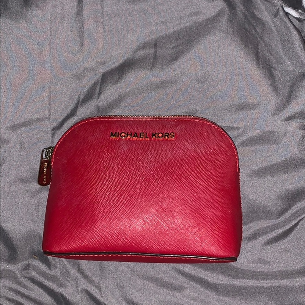 Michael Kors small red makeup bag